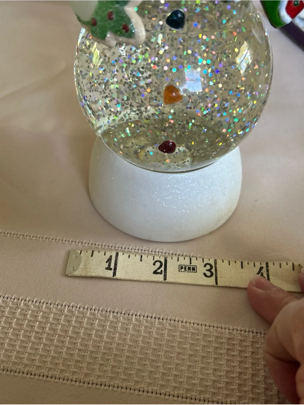 Hallmark Snowman Glitter Globe with Red and Green Accents